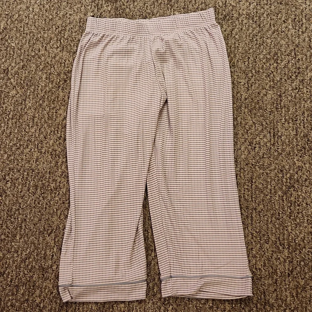 Tahari Pink and Gray Striped Lounge Pants Size M